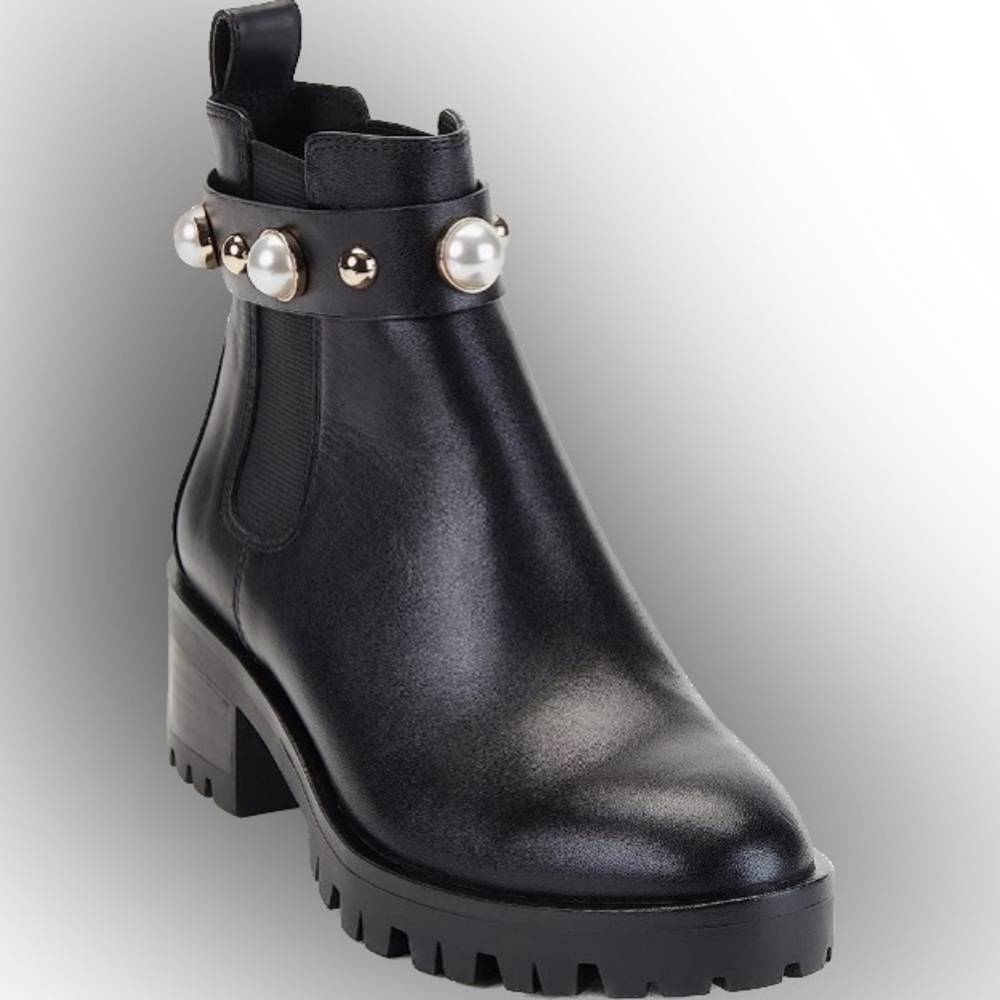NWOT Karl Lagerfeld Black Leather Boots Sz 9